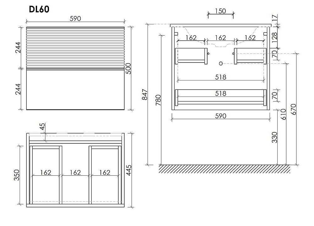 Тумба с раковиной Sancos DELTA DL60W 60 дуб светлый/белый для ванной в интернет-магазине Sanbest