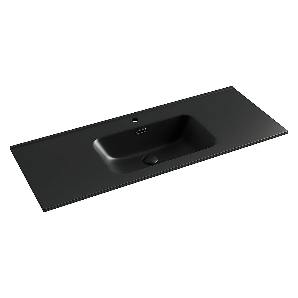 Тумба с раковиной Sancos Velta 120 VL120GG+CN7006MB серо-зеленая матовая/раковина черная матовая, с отверстием для ванной в интернет-магазине Sanbest