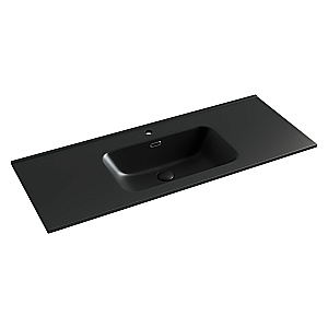 Тумба с раковиной Sancos Velta 120 VL120GG+CN7006MB серо-зеленая матовая/раковина черная матовая, с отверстием для ванной в интернет-магазине Sanbest