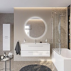 Тумба с раковиной Cezares ECO-CER-N 120 ECO-CER-N-1200-2C-SO-BO белая матовая для ванной в интернет-магазине Sanbest