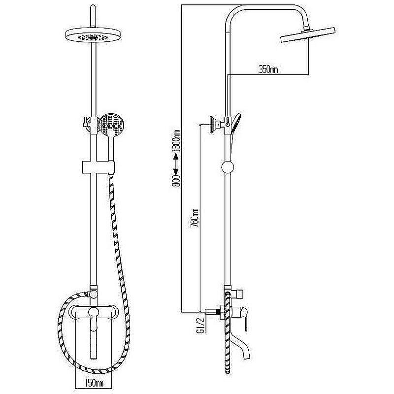 Душевая система Boch Mann ECO Black BM8825 черная купить в интернет-магазине сантехники Sanbest