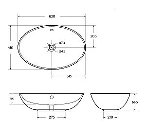 Раковина накладная BelBagno 63 BB1104 белая купить в интернет-магазине Sanbest