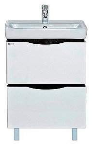 Тумба с раковиной напольная Misty Венера 60 белая/черная для ванной в интернет-магазине Sanbest