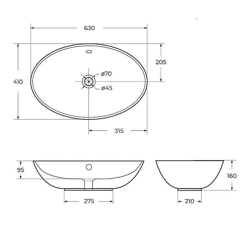 Раковина накладная BelBagno 63 BB1104 белая купить в интернет-магазине Sanbest