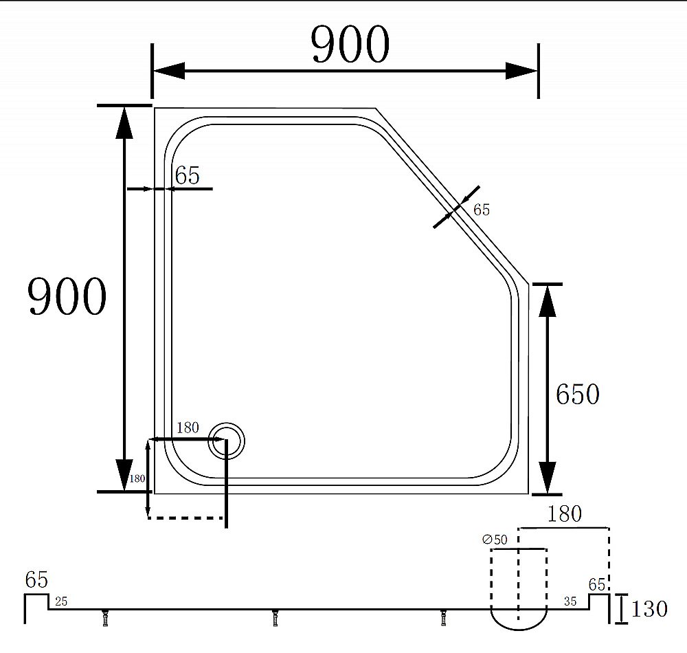 Душевой поддон Abber 90х90 AD3B090 белый купить в интернет-магазине Sanbest