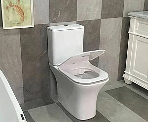 Унитаз напольный Ceramalux 1215-P белый, безободковый, с бачком, с крышкой микролифт купить в интернет-магазине Sanbest