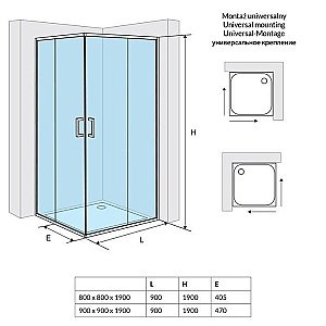 Душевой уголок Excellent Серия 201 KAAC.1802.900/N 90х90 хром купить в интернет-магазине Sanbest