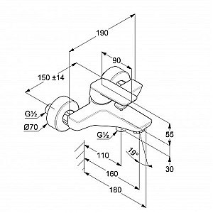 Смеситель для ванны Kludi Pure&Style 406813975 черный купить в интернет-магазине сантехники Sanbest