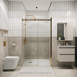 Душевая дверь Grossman Classic 110 100.K33.04.110.32.00 стекло прозрачное/профиль золото сатин купить в интернет-магазине Sanbest