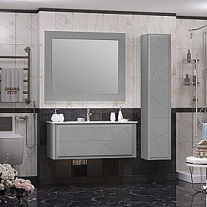 Тумба с раковиной Опадирис Луиджи 120 серая матовая для ванной в интернет-магазине Sanbest