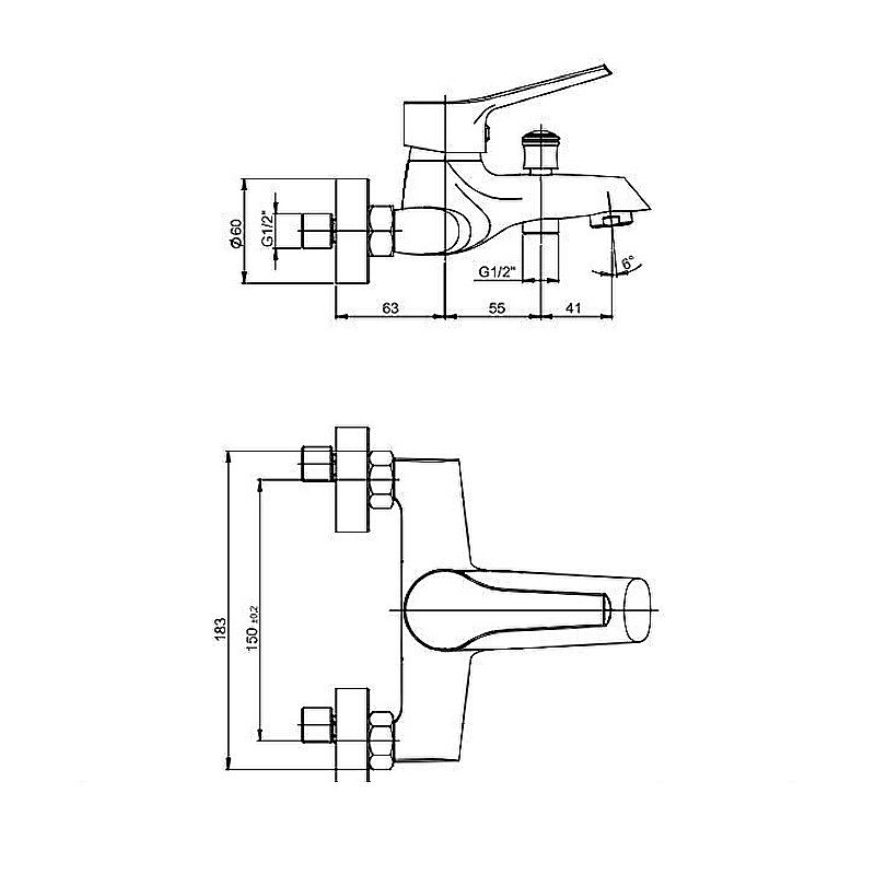 Смеситель для ванны PAINI Messina MECR111KM хром купить в интернет-магазине сантехники Sanbest