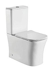 Унитаз напольный CeramaLux 1218-1A белый, безободковый, с бачком, с крышкой микролифт купить в интернет-магазине Sanbest