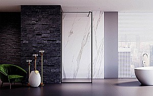 Душевая перегородка Veconi Korato KR81B-70-01-C8 70 стекло прозрачное/профиль черный матовый купить в интернет-магазине Sanbest