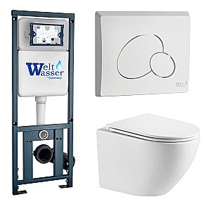 Унитаз с инсталляцией WeltWasser MARBERG 410 + MERZBACH 043 MT-WT + MAR 410 RD GL-WT купить в интернет-магазине Sanbest