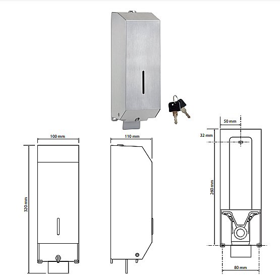 Диспенсер Bemeta Hotel 105109415 нержавеющая сталь матовая купить в интернет-магазине сантехники Sanbest
