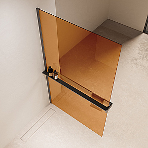 Душевое ограждение Vincea Walk-In 90 VSW-1HR900GSGM стекло янтарь/профиль вороненая сталь купить в интернет-магазине Sanbest