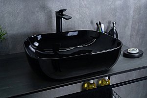 Раковина накладная Gid Geometrico 50 BL1302 53347 черная купить в интернет-магазине Sanbest