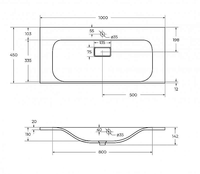 Раковина BelBagno BB1000/450-LV-MR-FT белая купить в интернет-магазине Sanbest