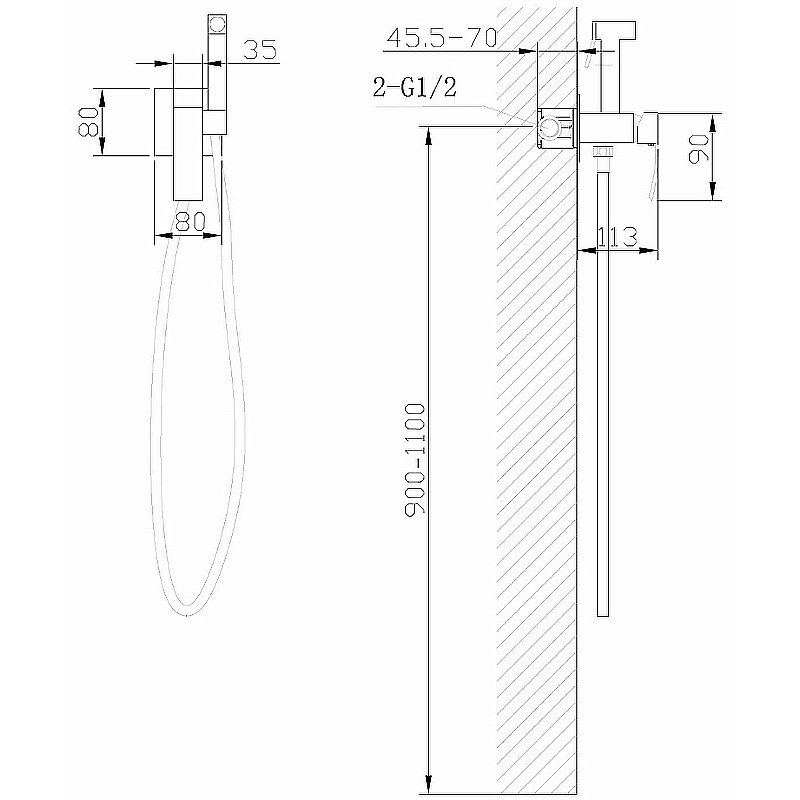 Гигиенический душ Abber Wasserfall AF8625G никель матовый купить в интернет-магазине сантехники Sanbest