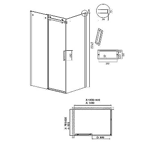 Душевой уголок Grossman Classic 140х80 120.K33.04.1480.21.00 стекло прозрачное/профиль черный матовый купить в интернет-магазине Sanbest