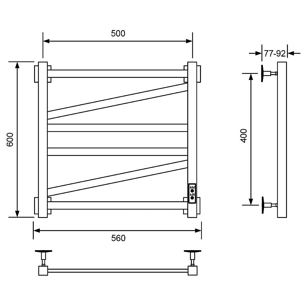 Полотенцесушитель электрический Veconi Barro-C B6050B-C черный купить в интернет-магазине сантехники Sanbest