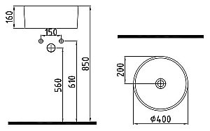 Раковина накладная Bien Harmony 40 HRLG04001FD0W3000 белая купить в интернет-магазине Sanbest