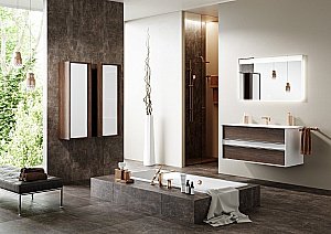 Тумба с раковиной Clarberg Evolutiоn 120 белая/темное дерево для ванной в интернет-магазине Sanbest