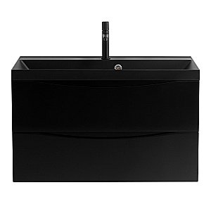 Тумба с раковиной Belbagno MARINO 80 черная глянцевая/черная раковина для ванной в интернет-магазине Sanbest