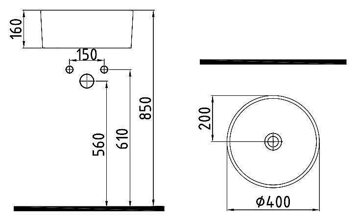 Раковина накладная Bien Harmony 40 HRLG04001FD0W3000 белая купить в интернет-магазине Sanbest