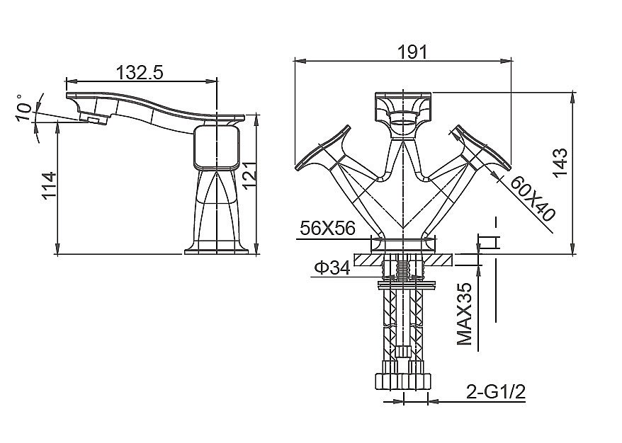 Смеситель для раковины WONZON & WOGHAND SHAKESPEARE, Хром (WW-651101-CR) купить в интернет-магазине сантехники Sanbest