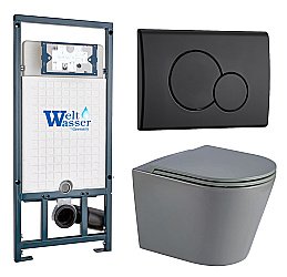 Унитаз с инсталляцией WeltWasser MARBERG 507 + SALZBACH 043 MT-GR + MAR 507 RD MT-BL купить в интернет-магазине Sanbest