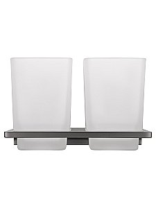 Два стакана для зубных щеток с держателем WONZON & WOGHAND ECLIPSE, Темный графит (WW-9128-GM) купить в интернет-магазине сантехники Sanbest