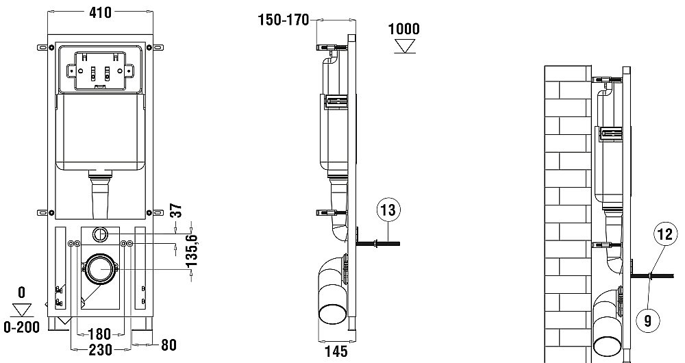 Унитаз с инсталляцией WeltWasser MARBERG 410 + MERZBACH 043 GL-BL + MAR 410 RD GL-WT купить в интернет-магазине Sanbest