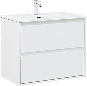 Тумба с раковиной Aquanet Милан 336369/254364 80 белый глянец для ванной в интернет-магазине Sanbest