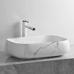 Раковина накладная CeruttiSpa 56,5 CR0086 MMW2 мрамор белый матовый купить в интернет-магазине Sanbest