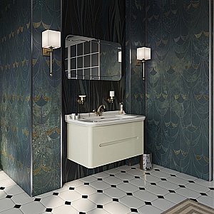 Тумба с раковиной Kerasan Waldorf 925530 Vaniglia matt 100 ваниль с 3 отверстиями/заглушка золото для ванной в интернет-магазине Sanbest