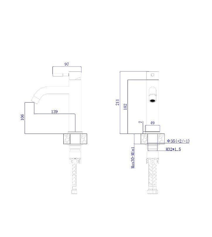 Смеситель для раковины Rush Melos SUS1101-11Grey графит купить в интернет-магазине сантехники Sanbest