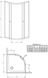 Душевой уголок Radaway Premium Plus A 1900 90х90 30403-01-01N стекло прозрачное/профиль хром купить в интернет-магазине Sanbest