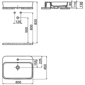 Раковина Creavit Loop 60 LP061-00CB00E-0000 белая купить в интернет-магазине Sanbest