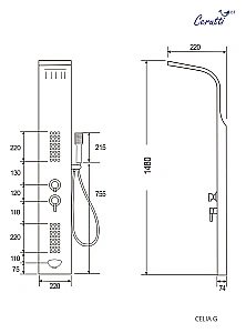 Душевая панель CeruttiSpa Celia G 10404 золото купить в интернет-магазине сантехники Sanbest
