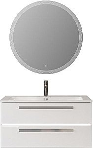 Тумба с раковиной Cezares ECO-CER-N 100 ECO-CER-N-1000-2C-SO-BL белая глянцевая для ванной в интернет-магазине Sanbest