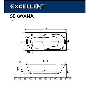 Ванна акриловая EXCELLENT Sekwana SOFT WAEX.SEK17.SOFT.BR 170x75 белая с гидромассажем купить в интернет-магазине Sanbest
