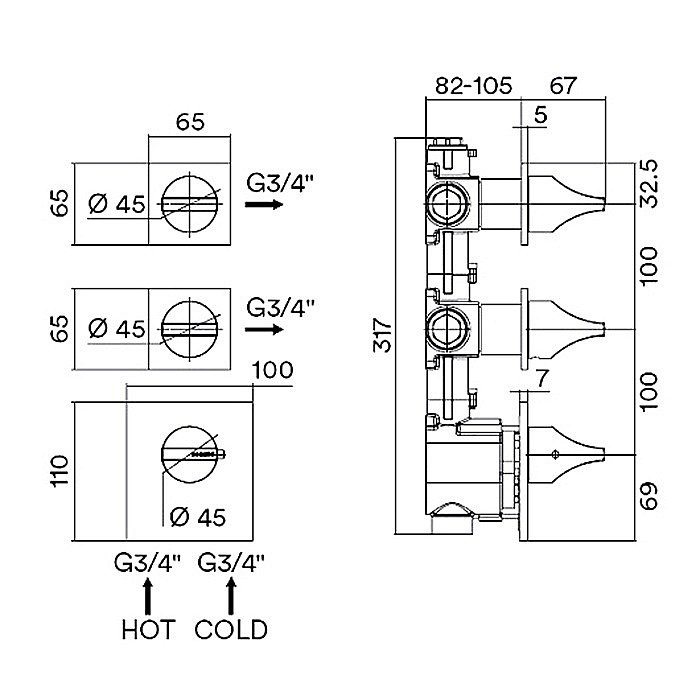 Смеситель для душа Bossini Apice Z035203.030 хром купить в интернет-магазине сантехники Sanbest