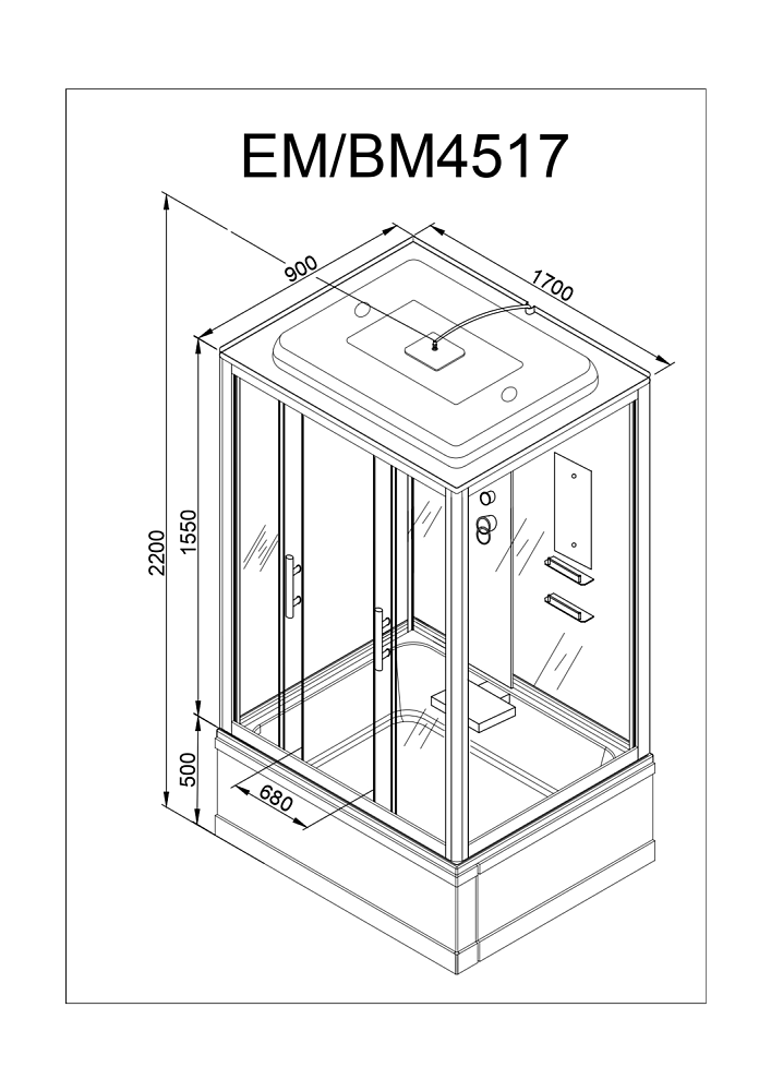 Душевая кабина Deto ЕМ4517 с пультом 170х90 купить в интернет-магазине Sanbest
