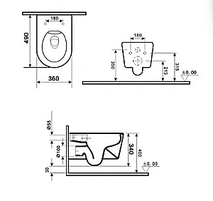 Унитаз подвесной GID Tr2133TF-BUM 62301Y безободковый, слив торнадо, с крышкой микролифт, синий матовый купить в интернет-магазине Sanbest