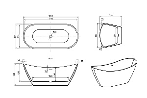 Акриловая ванна Royal Bath Wave RB610102 180х80 Белая/Фурнитура Хром купить в интернет-магазине Sanbest