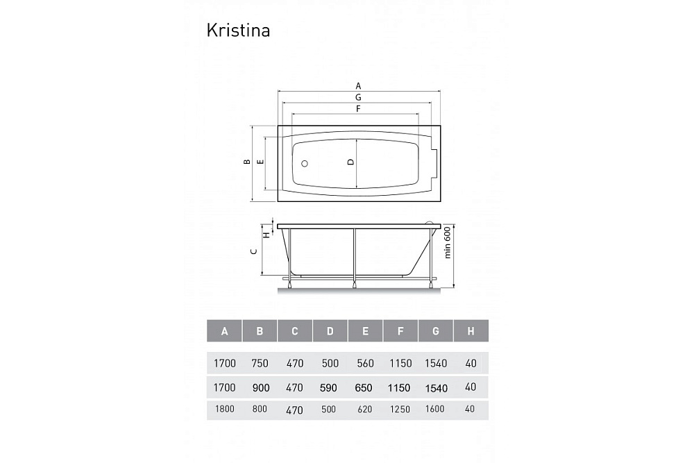 Ванна акриловая Relisan Kristina Гл000025600 170х90 купить в интернет-магазине Sanbest