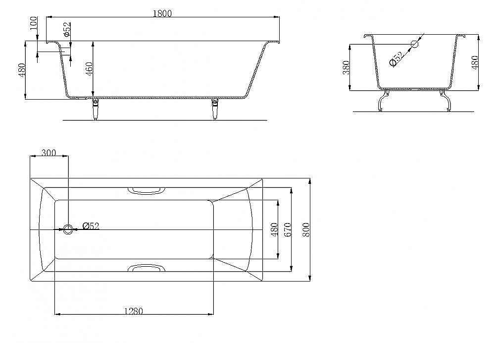 Ванна чугунная OWL 1975 Konung OWLIB191115 180x80 белая купить в интернет-магазине Sanbest