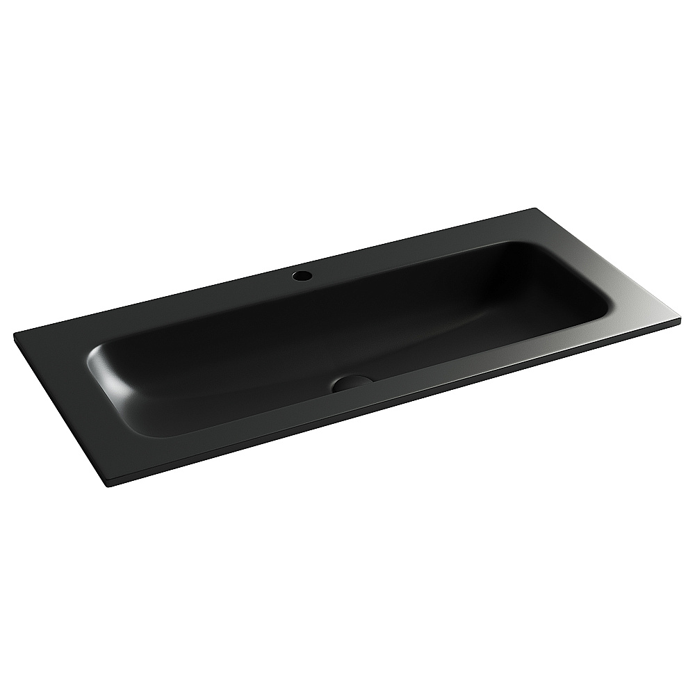 Тумба с раковиной Sancos Velta 100 VL100WG+CN7013MB теплый серый матовая/раковина черная матовая, с отверстием для ванной в интернет-магазине Sanbest