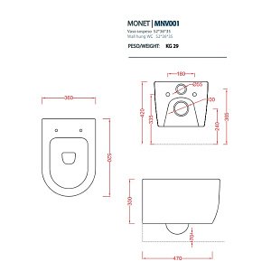 Унитаз подвесной Artceram MONET MNV001 17 00 черный матовый купить в интернет-магазине Sanbest